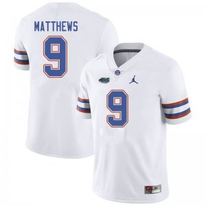 Men's Florida Gators #9 Luke Matthews NCAA Jordan Brand White Authentic Stitched College Football Jersey GLH6362YO